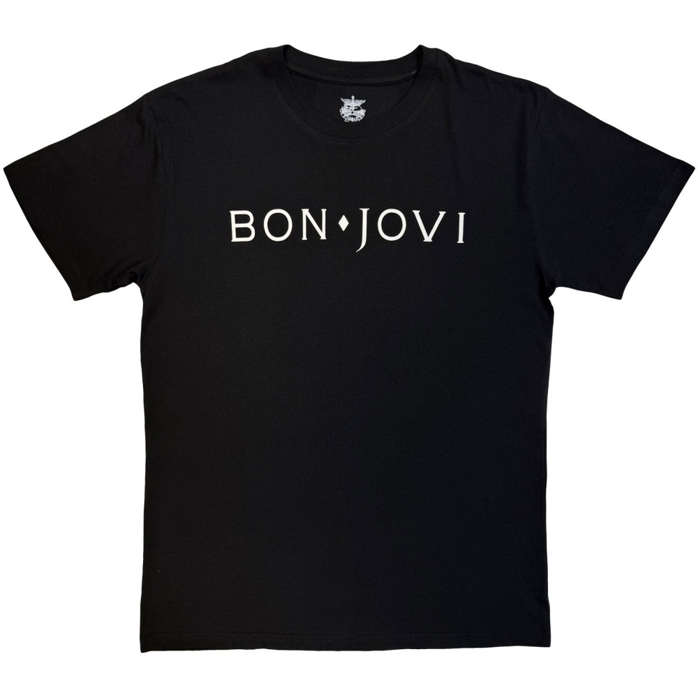 Bon Jovi - Logo Mono Mens Tshirt - Black/White